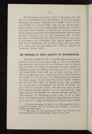 Die Bedeutung der Schule gegenüber der Sozialdemokratie.