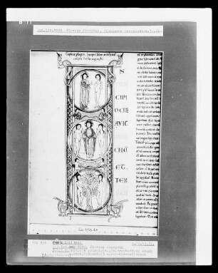 Biblische Geschichten von Flavius Josephus — Initiale I mit Erschaffung Adams und Evas und Sündenfall, Folio 1 verso