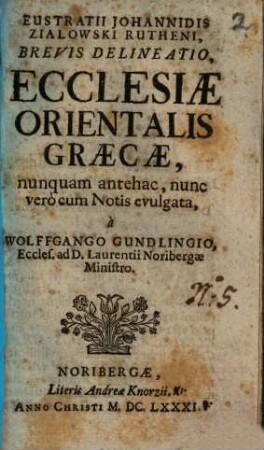 Brevis delineatio ecclesiae orientalis Graecae