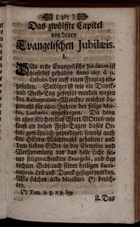 Das zwölffte Capitel von denen Evangelischen Jubilæis.