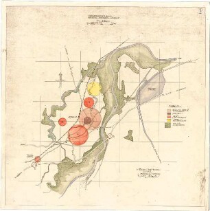Gsaenger, Gustav; Moosburg (Bayern); Topographische Karten - Wirtschaftspläne / Flächennutzungspläne, Reichsstrassenführung Freising-Moosburg-Landshut (Lageplan)