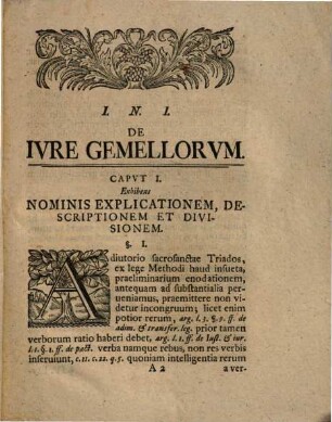 Christiani Wildvogelii, ICti, Serenissimi Ducis Saxo-Isenacensis Consiliarii Status Intimi, Curiae Provincialis Et Scabinatus Nec Non Facultatis Iuridicae Assessoris, Commentatio Iuridica De Iure Gemellorum : = Vom Rechte der Zwillinge