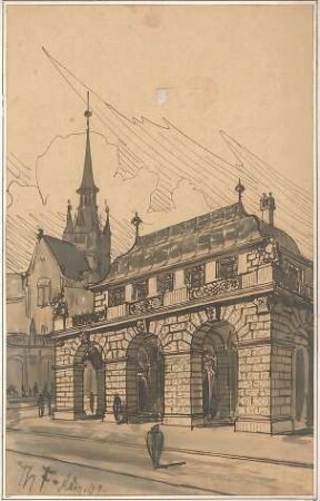 Fischer, Theodor; Phantasie-Zeichnungen - Gebäude (Perspektive)
