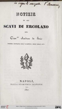 Notizie su gli scavi di Ercolano