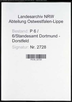 Sterberegister Standesamt Dortmund-Dorstfeld (III)