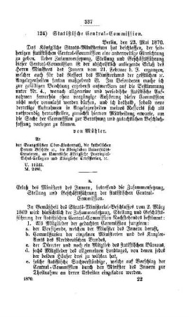 Statistische Central-Commission : [I. Allgemeine Verhältnisse der Behörden und Beamten]
