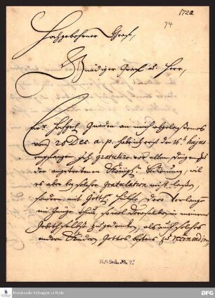 Brief von August Hermann Francke an Nikolaus Ludwig von Zinzendorf .