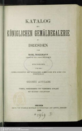 Katalog der königlichen Gemäldegalerie zu Dresden