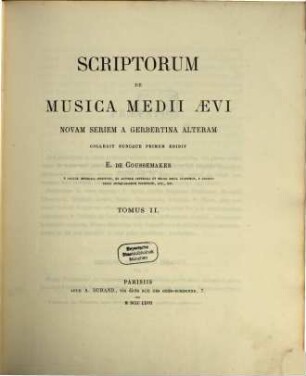 Scriptorum de musica medii aevi : novam seriem a Gerbertina Alteram. 2