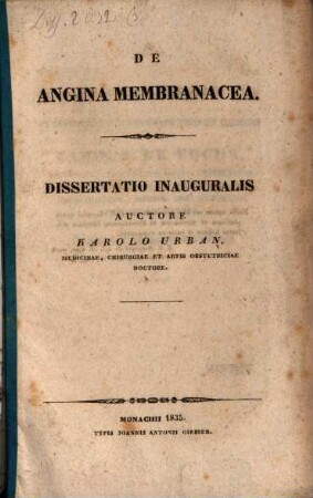 De angina membranacea : diss. inaug.