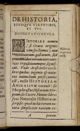 De Historia, Eiusque Virtutibus Et Usu. Dissertatiuncula
