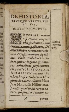 De Historia, Eiusque Virtutibus Et Usu. Dissertatiuncula