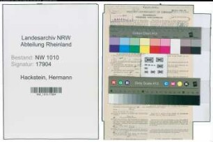 Entnazifizierung Hermann Hackstein , geb. 23.11.1890 (Bahnsekretaer)