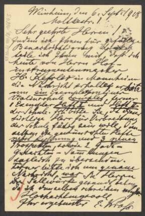 Brief an B. Schott's Söhne : 06.09.1908