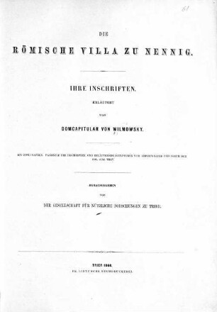 Die römische Villa zu Nennig : ihre Inschriften