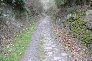 Weiseler Weg mit Rest des Weiseler Tores; Lorch, Bocksberg, Bettelpfad