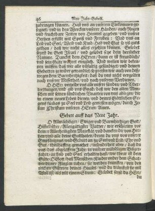 Gebett auff das Neue Jahr.