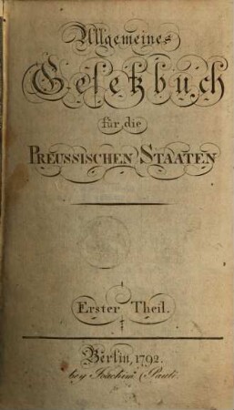 Allgemeines Gesetzbuch für die Preussischen Staaten, 1