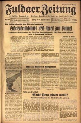 Ausgabe vom Freitag, den 16. September 1938.