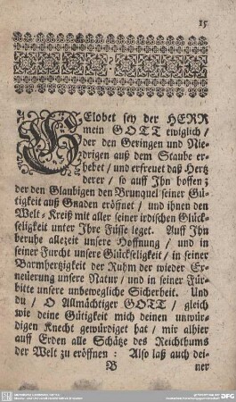 Gelobet sey der HERR mein GOTT ewiglich/ ...