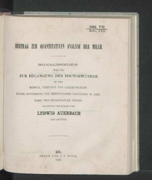 Beitrag Zur Quantitativen Analyse Der Milch.