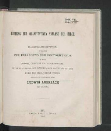 Beitrag Zur Quantitativen Analyse Der Milch.