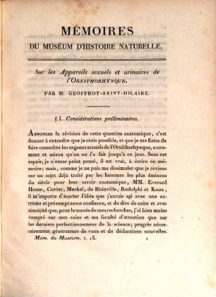 Mémoires du Muséum d'Histoire Naturelle. 15, 15. 1827