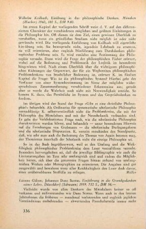336 [Rezension] Keilbach, Wilhelm, Einübung ins philosophische Denken