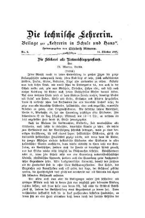 Die Stickerei als Unterrichtsgegenstand : (Schluß)