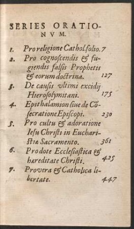 Series Orationum.