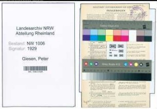 Entnazifizierung Peter Giesen , geb. 13.04.1905 (Landwirt)