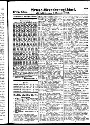 1702. Ausgabe. Donnerstag, 8. November 1917