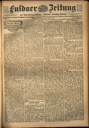 Zweite Ausgabe vom Samstag, den 02. April 1898.