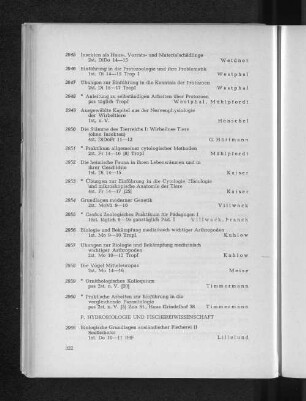 P. Hydrobiologie und Fischereiwissenschaft