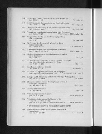 P. Hydrobiologie und Fischereiwissenschaft