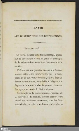 Envoi aux gastronomes des deux Mondes
