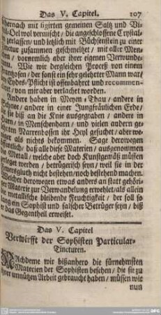 Das V. Capitel Verwirfft der Sophisten Particular-Tincturen.