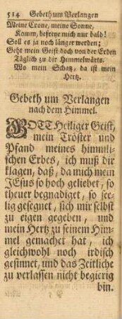 Gebeth um Verlangen nach dem Himmel