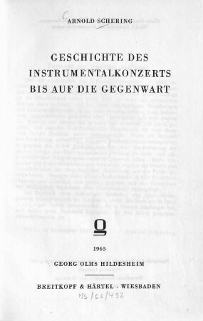 Geschichte des Instrumentalkonzerts bis auf die Gegenwart