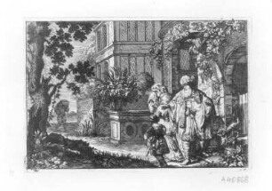 Abraham mit Hagar und Ismael : Rembrandt Harmensz. van Rijn (Inventor): Abraham mit Hagar und Ismael. Radierung; 97 x 143 mm. Dresden: Kupferstich-Kabinett A 40868 in A 1294/1295/1298/1299, 2