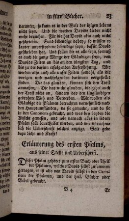 Erläuterung des ersten Psalms, [...].