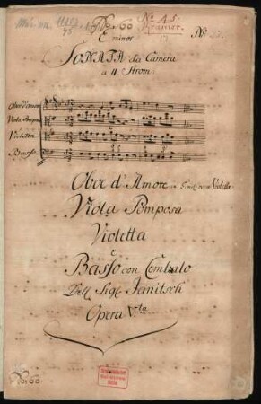 Sonaten; ob d'amore, vla, violetta, bc; e-Moll; op.5