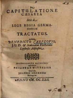 De Capitulatione Caesarea, sive de lege regia Germanorum tractatus