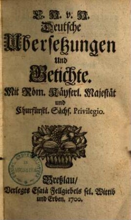 Deutsche Uebersetzungen und Gedichte