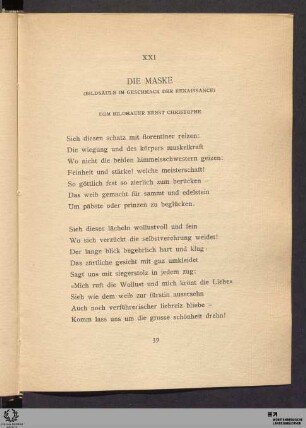 XXI. Die Maske