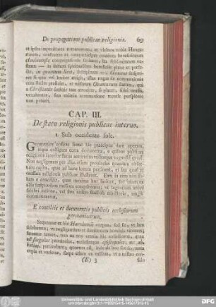 Cap. III. De statu religionis publicae interno.