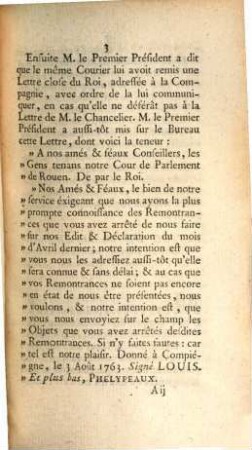 Relation De Ce Qui S'Est Passé Au Parlement Séant A Rouen : Au sujet des Edit & Déclaration du mois d'Avril 1763