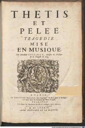 THETIS ET PELÉE : TRAGEDIE. MISE EN MUSIQUE