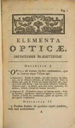 Elementa Opticae Et Perspectivae