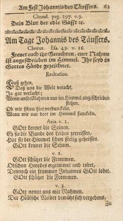 Am Tage Johannis des Täuffers